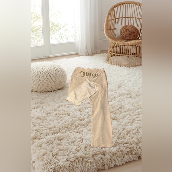 NWT Juicy Couture bling JUICY pants elastic stretch waist,white w/metallic pant - Picture 6 of 12